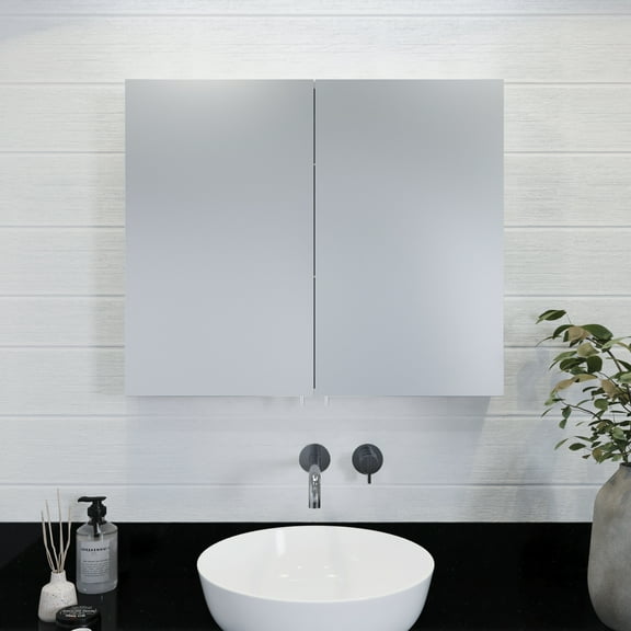 Croydex Finchley Large Double Door Stainless Steel Medicine Cabinet with Mirror (31.5x26in)