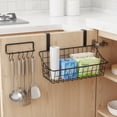 thumbnail image 4 of PYAN-Over Cabinet Door Basket with hook Grid Storage Basket, Kitchen Storage Organizer,Over Cabinet Door Organizer,Hanging it behind a door or on a railing, Small, BLack,2 Pack, 4 of 4