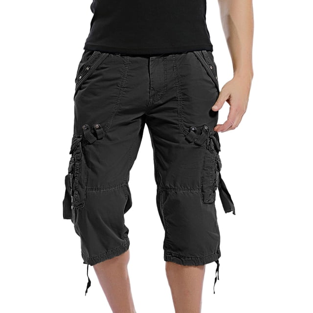 SHIXIAOO Men's Spring and Summer Leisure Sports Solid Color Pocket Trouser Leg Hanging Rope Tool Shorts Men Cargo Pants Slim Fit Band 1 12 Sock Thick Pants Pants Cargo Mens Work Pants Cargo Bedroom