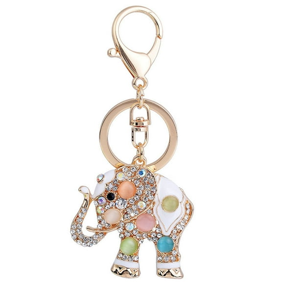 GOOHOCHY Delicate Elephant Rhinestone Keyring Purse Bag Pendant Decoration Hanging Ornament Keychain Valentine's Day Gift ( Color)