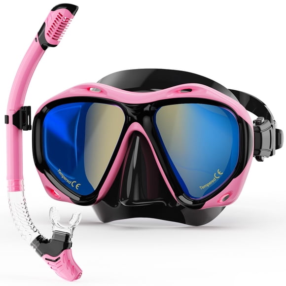 Equipo de Snorkel MELUMILU Seco para Adultos (Rosa)