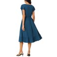 thumbnail image 3 of INSPIRE CHIC Women's Summer Casual Dress with Pockets Flutter Short Sleeve Crew Neck Ruffle Hem Midi Dress Blue S, 3 of 5