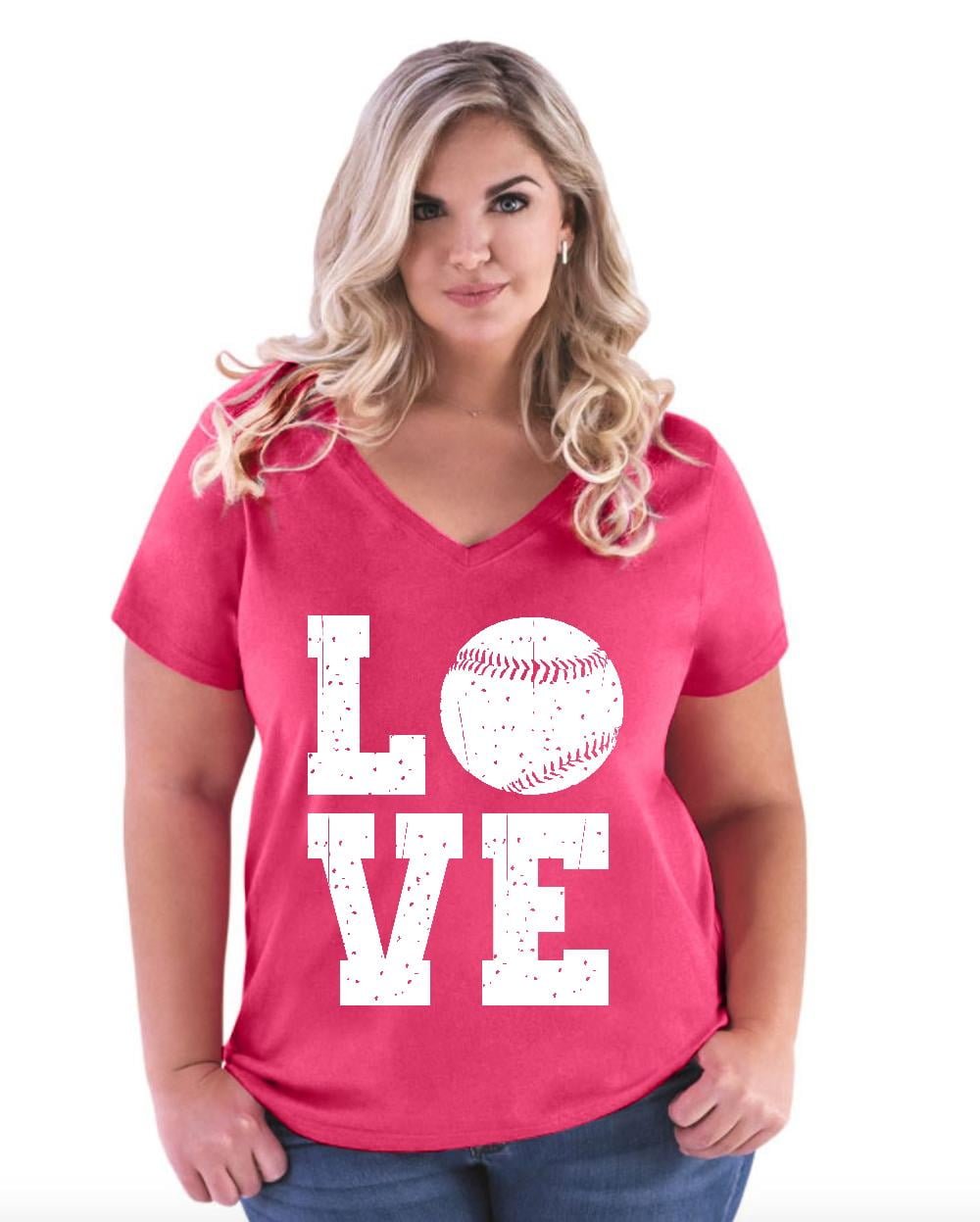 Baseball Curvy V-Neck T-Shirt 