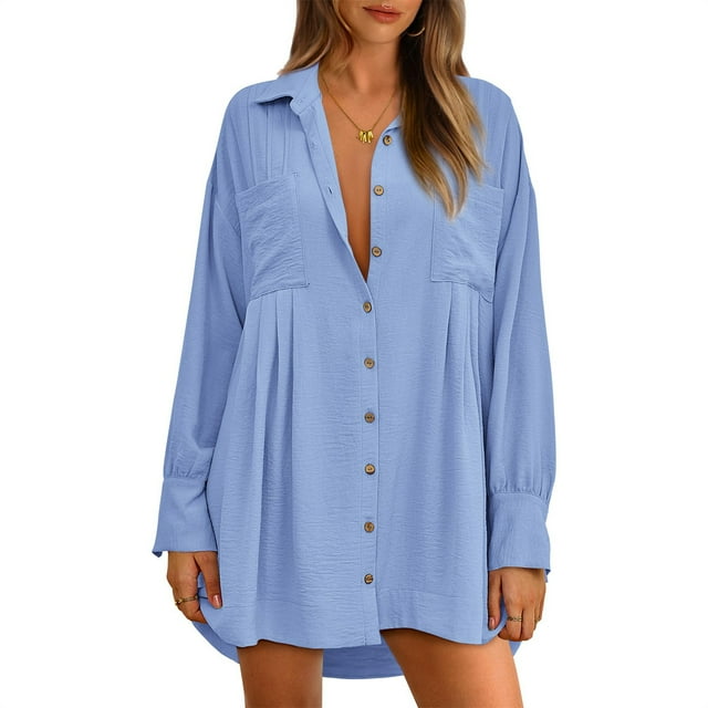 Qertyioot Robes pour Femmes Manches Courtes Col en V avec Cordon de Serrage Robe Décontractée à Volants Ligne A Mini Robe