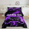 thumbnail image 2 of jejeloiu Teens Video Game Bedding Comforter Set,Boys Gamepad Console Twin Comforter Sets,Purple Black Bedding Set For Kids,Microfiber Bedroom Decor Reversible,2-Piece, 2 of 8