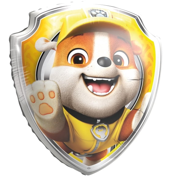 Procos - Supersized 30" Foil Balloon Rubble Paw Patrol, fill Air or Helium, Gift, Decoration, Includes Paper Straw and 1.5m Ribbon