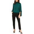 thumbnail image 3 of MSK Women's Smocked Blouson Top Green S B4HP, 3 of 4