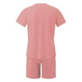 thumbnail image 6 of LOS ANGELES Men's Casual 2-Piece Set, Solid Color Short Sleeve Crewneck Tee and Shorts, Relaxed Summer Outfit For Everyday Lounge Wear,Watermelon Red,XL, 6 of 6