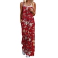 thumbnail image 1 of Mono Ekouaer para mujer, estilo bohemio, pierna ancha, estampado floral, talla S, color rojo, 1 of 6