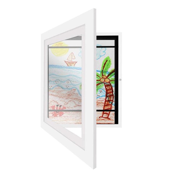 Apertura frontal del marco de la imagen de la obra de arte para el trabajo escolar en el hogar o la oficina (blanco)