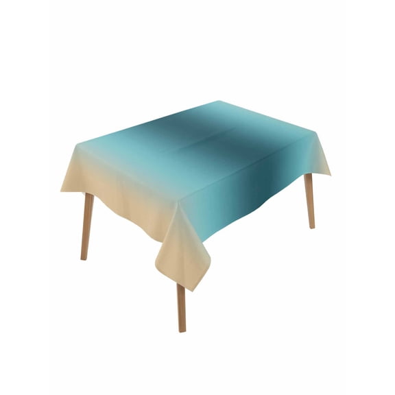 Turquoise Yellow Ombre Rectangle Tablecloth, Farmhouse Modern Gradient Art Waterproof & StainResistant Tablecloth, Washable Oil-proof Table Cover for Dining/Party/Wedding/Camping/Buffet 60x84 In
