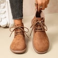 thumbnail image 6 of Willtoo Women's Vintage Lace Up Ankle Boots, Woven Texture Faux Suede Booties with Flat Sole, Casual Short Boots, 6 of 6