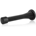 thumbnail image 1 of Paquete de 2 topes de puerta con resorte negros, resistentes, tope de puerta flexible con puntas de parachoques de goma negras de montaje bajo, 1 of 5