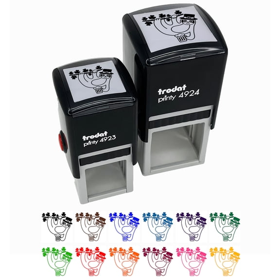 Saint Patrick's Day Sloth Lucky Irish Drinking Beer Self-Inking Rubber Stamp Ink Stamper - Black Ink - Small 1 Inch