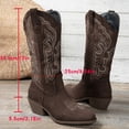 thumbnail image 7 of Rokment Women's Roman Wide Mid Calf Cowboy Boots Fall Winter Vintage Embroidered V Cut out Slip on Western Cowgirl Tall Boots, 7 of 7