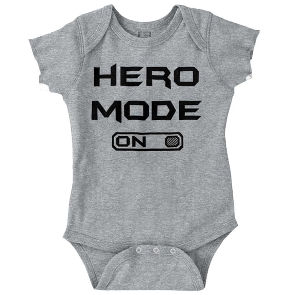 Hero Mode On Button Comic Book Romper Boys or Girls Infant Baby Brisco Brands 12M