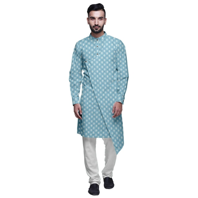 Atasi Kurta Pyjama de Fête pour Hommes, Col Mandarin, Ensemble Ethnique Imprimé Kurta