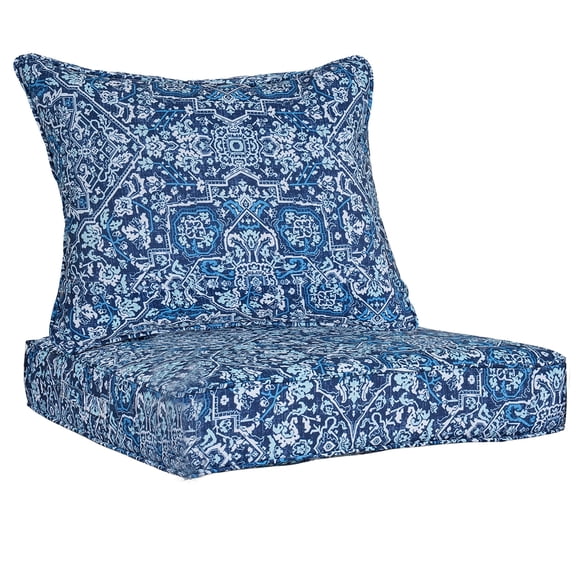 FKS LIFE Outdoor Deep Seat Cushion Set 24 x 24 x 4 Waterproof Fade Resistant with Back Patio Cushion for Chairs and Sofas(1 Set)