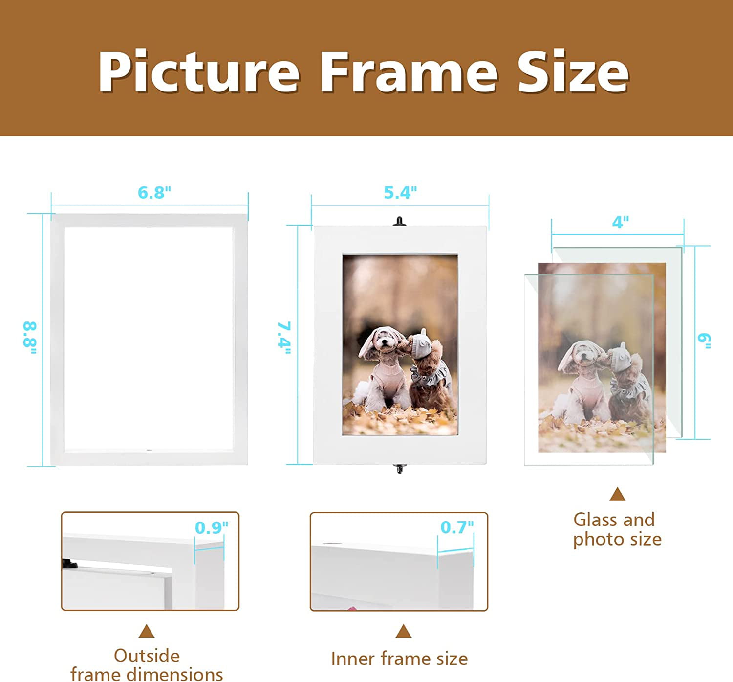Mixoo 4X6 Picture Frame Rotating Photo Frame, Wooden Picture Frame 4 by 6  Horizo