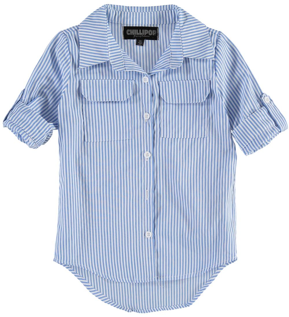 Chillipop Girls Woven Button Down Denim Blouse