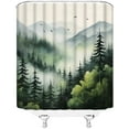 thumbnail image 3 of rest Shower Curtain Watercolor Foggy Green Pine Tree Mountain Rustic Nature Scenery Fabric Bathroom Decor Set with Hooks,(70" Wx84 H), 3 of 3