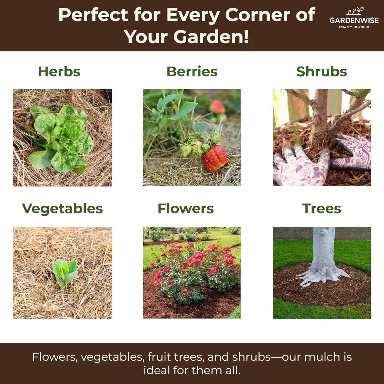 Premium Organic Wood Mulch for Gardens, Landscaping, Potted Plants, and Vegetable Gardens (1.3 CF - 37 L - 39 QTS)