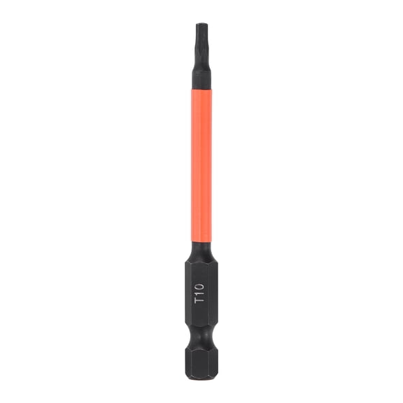 Uxcell T10 Torx Bit Impact 1/4" Hex Shank Magnetic Star Bit 3"L S2 Steel Tamper Proof Security Torx Screwdriver Bit Without Hole for Repair Black Orange 75mm Long Holder HRC58-60