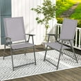 thumbnail image 2 of Costway 2pcs Patio Folding Portable Dining Chairs Metal Frame Armrests Outdoor Grey, 2 of 9