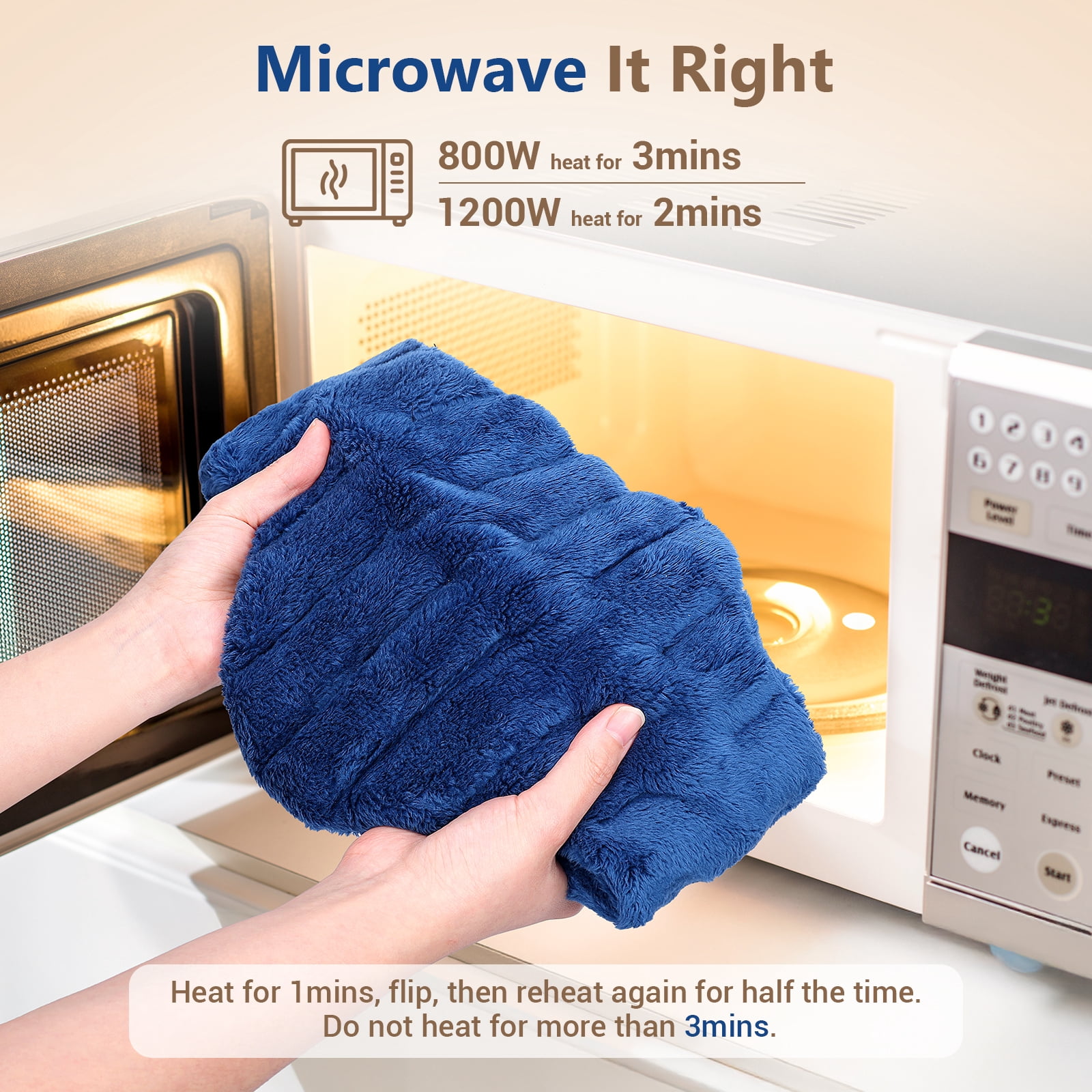 Comfytemp Microwave Neck Heating Pad, 33"×4", Hot & Cold Therapy Wrap for Soothing Muscle Pain and Tension, Blue