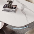 thumbnail image 6 of POVISON 71"Modern Luxe White Dining Table for 6 with Sintered Stone Tabletop, Crescent Moon Shape, Carbon Steel Legs, 6 of 10