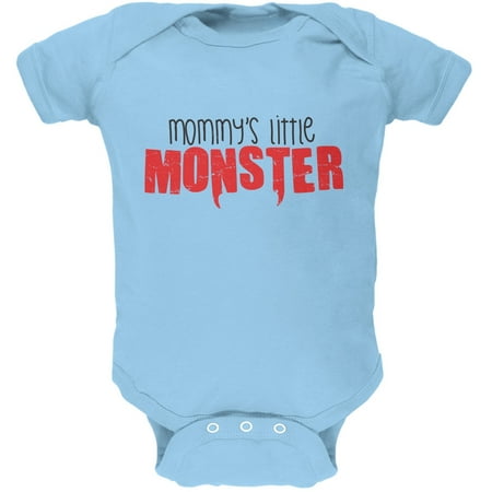 Mommy's Little Monster Light Blue Soft Baby One Piece