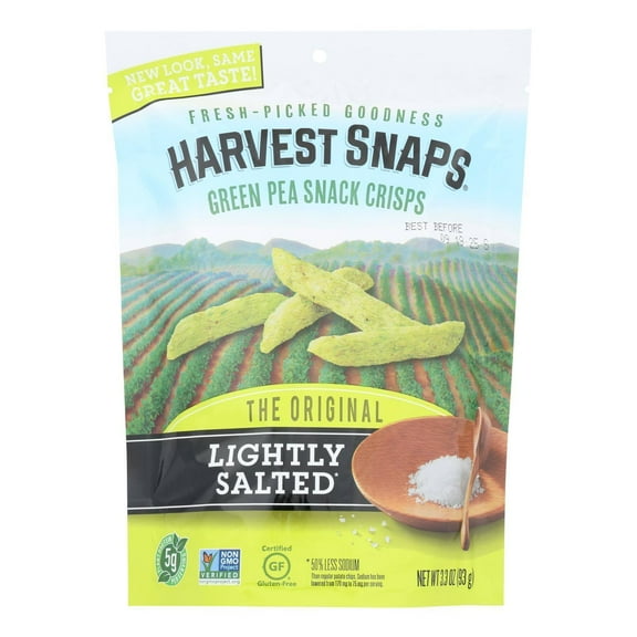 HARVEST SNAPS LIGHTLY SALTED SNAP PEA CRISPS, 3.3 OZ.