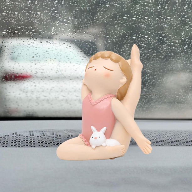 Adorable Yoga Pose Estatua Contemplación Adorno Arte Creativo Regalos Coleccionables Resina inconfundible Bunny Girl para Escritorio Estantería Levantamiento de pierna Macarena Estatua de pose de yoga