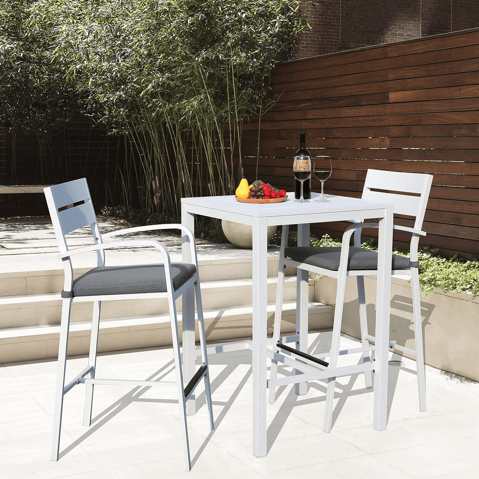 Patio Bar Height Table And Chairs Set, Outdoor Bar Chairs And Table