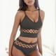thumbnail image 2 of Gibobby Conjunto de lencería de encaje Ropa interior ahuecada, traje de mujer, pecho pequeño, , sin anillo de , sujetador, camisola deportiva de talla grande(Gris, G), 2 of 5