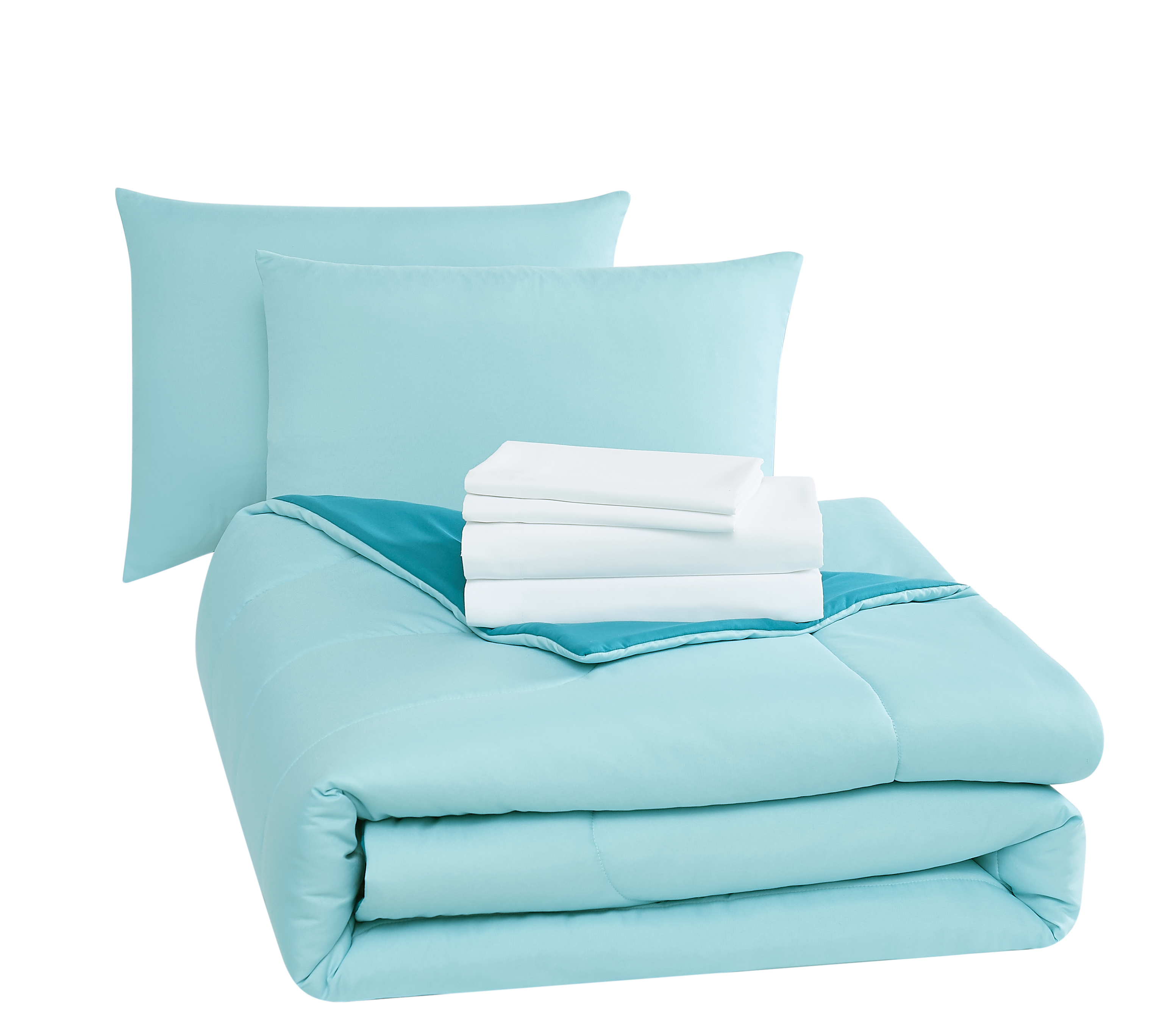 Mainstays Teal Reversible 7-Piece Bed in a Bag Comforter Set with Sheets, Queen - image 5 of 8
