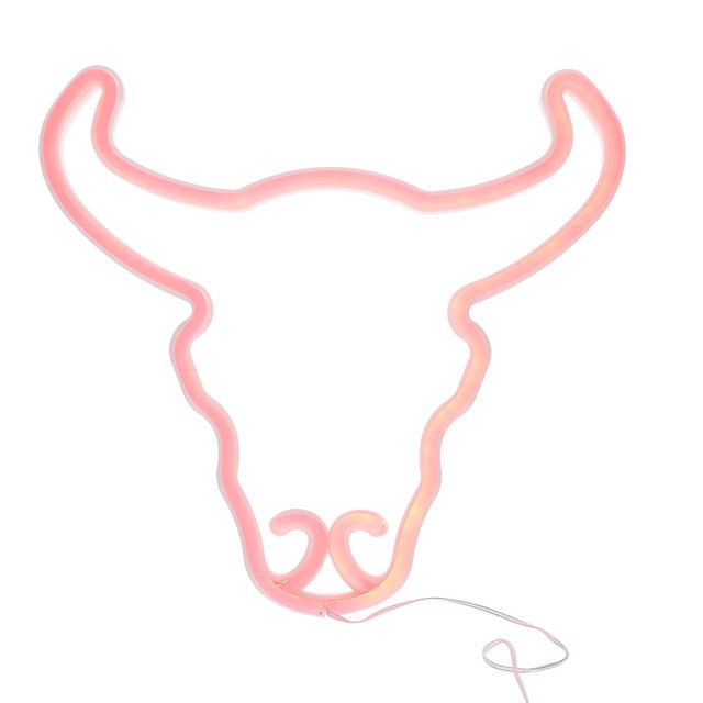 Shisuyan Bull Head Neon Light for Party Red Plastic USB Battery Powered LED Lamp 6.7 Inches