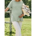 thumbnail image 3 of Weardear 4 Packs Maternity Shirts Crew Neck Batwing Short Sleeve Pregnancy Tunic Tops Split Side Summer T Shirt for Women, 3 of 6