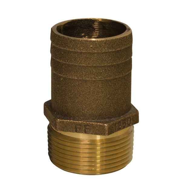 GROCO 3/4" NPT x 1" Bronce Tubería de caudal completo a manguera Racor recto