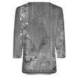 thumbnail image 4 of Brnmxoke Women's Boho 3/4 Sleeve Floral T-Shirts Vintage Button V Neck Tops Dressy Casual Tunic Top Loose Fit Business Work Tees Gray,XXXL, 4 of 5