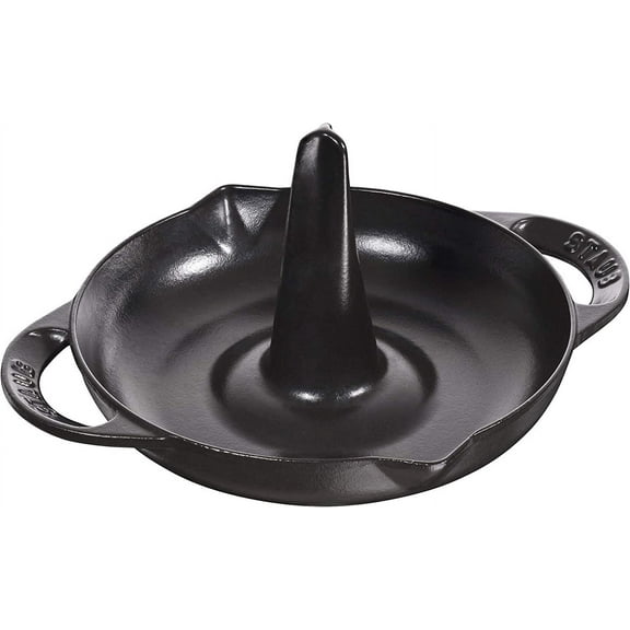 Staub Cast Iron 9.5-inch Vertical Chicken Roaster - Matte Black, Made in France