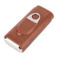 thumbnail image 2 of Étui à cigares portable en cuir, doublé de bois de cèdre, avec coupe-cigare (pour 3 cigares marron), 2 of 4