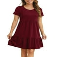 thumbnail image 1 of Robe de Grossesse Couleur Unie Manches Courtes Col Double Couche Robe d'Allaitement Chemise de Nuit de Maternité, 1 of 5