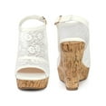 thumbnail image 5 of BLISSFUL STEP Outfit Women's Shoes Lace Platform Wedge Slingback Open Toe Buckle Sandals White 9, 5 of 6
