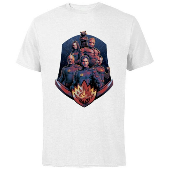 Marvel Guardians of the Galaxy Volume 3 Team with Badge - Short Sleeve Cotton T-Shirt for Adults - Customized-White