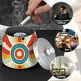 thumbnail image 4 of Yayeee Ashtray with Lid for Cigarette Smokeless Stainless Steel Home Ash Holder, Colorful Circles, 4 of 7