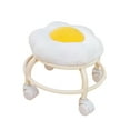 thumbnail image 4 of Siège Bas à Roulettes Tabouret Pivotant à 360 Degrés Tabouret Roulant Roues Robustes Blanc, 4 of 9