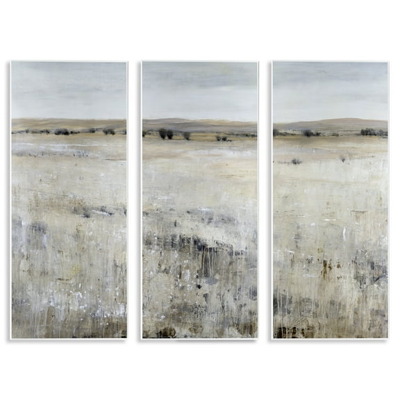 Stupell Industries Wild Pasture Impression Abstract Painting Unframed Art Print Wall Art, 7 x 17, Set of 3