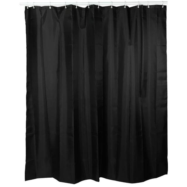 Cortina de ducha impermeable de tela para el hogar, cortina de baño con ganchos, color negro, 150x180cm