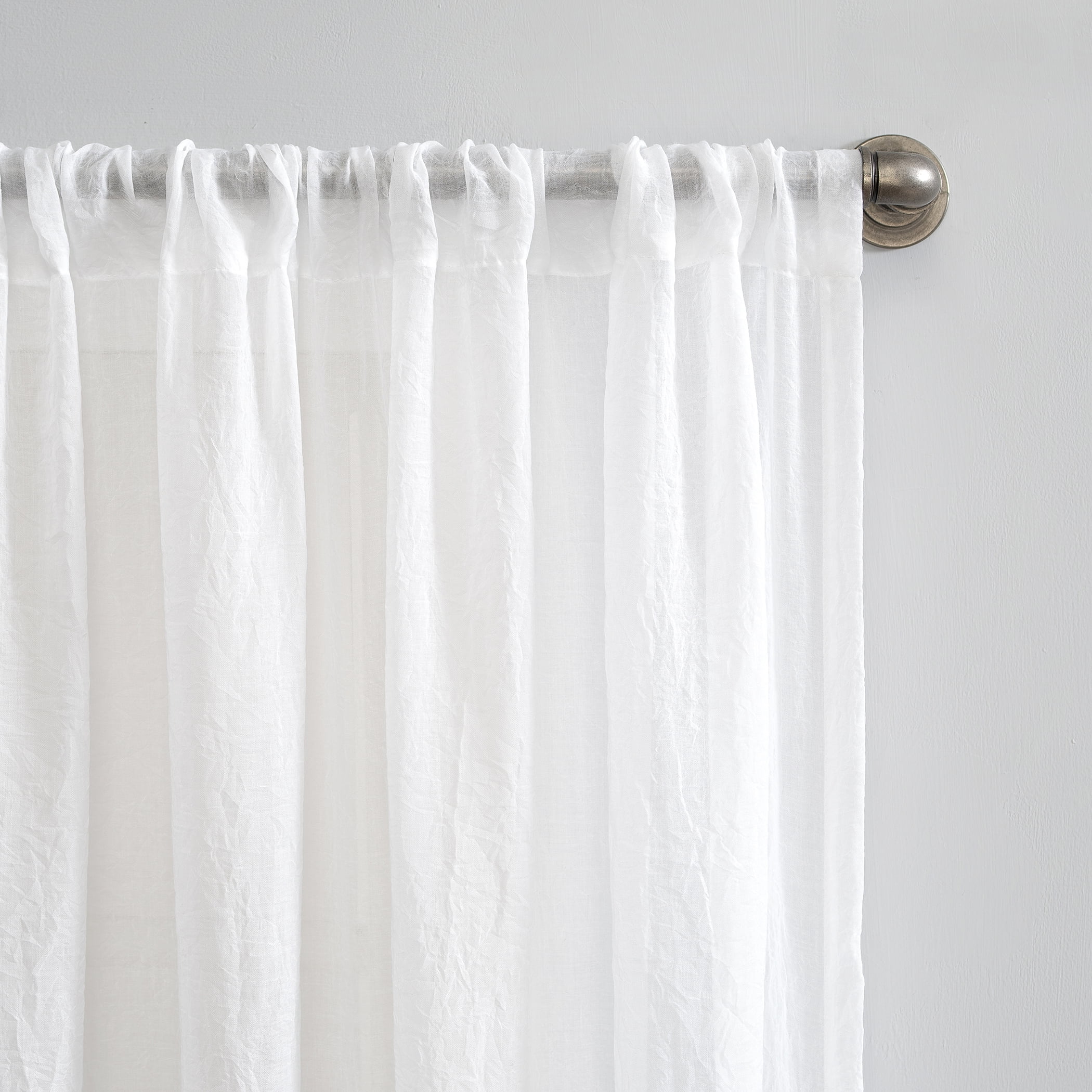 Mainstays Linen Textured Semi-Sheer Rod Pocket Curtain Panel, 50"x96", White